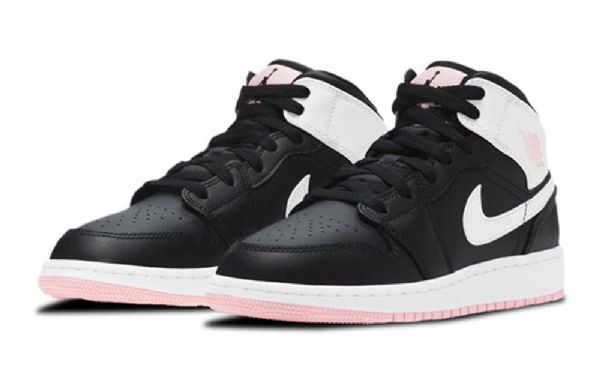 Nike Air Jordan 1 Mid Tops Gs Basketball Sko Til Mænd Lyserød Lilla