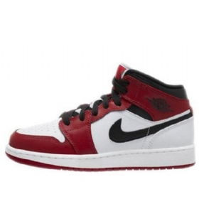 Nike Air Jordan 1 Mid Tops Gs Basketball Sko Til Mænd Rød Hvid