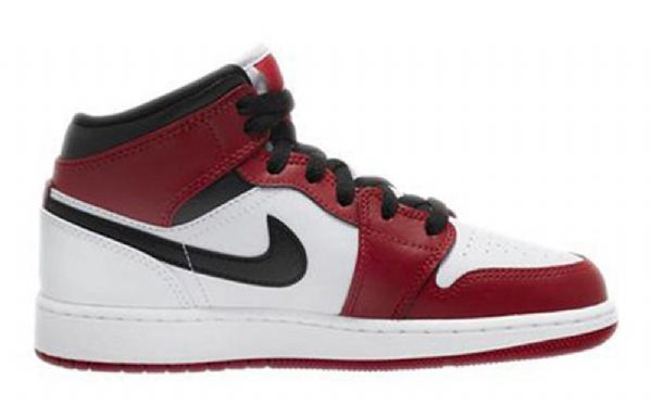 Nike Air Jordan 1 Mid Tops Gs Basketball Sko Til Mænd Rød Hvid