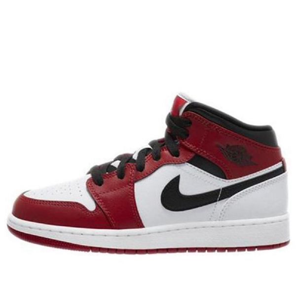 Nike Air Jordan 1 Mid Tops Gs Basketball Sko Til Mænd Rød Hvid