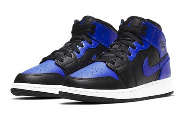 Nike Air Jordan 1 Mid Tops Gs Basketball Sko Til Mænd Sort Blå