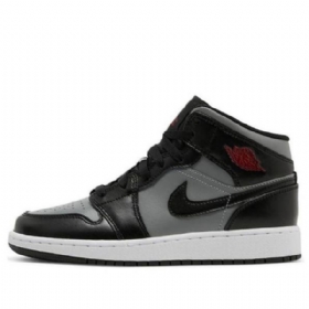 Nike Air Jordan 1 Mid Tops Gs Basketball Sko Til Mænd Sort Grå