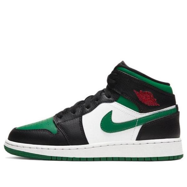 Nike Air Jordan 1 Mid Tops Gs Basketball Sko Til Mænd Sort Grøn