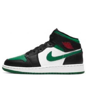 Nike Air Jordan 1 Mid Tops Gs Basketball Sko Til Mænd Sort Grøn