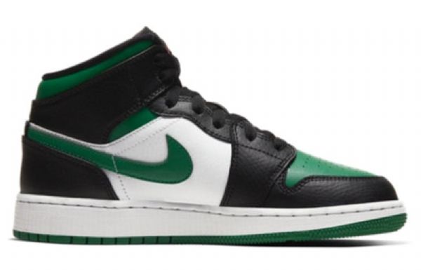 Nike Air Jordan 1 Mid Tops Gs Basketball Sko Til Mænd Sort Grøn