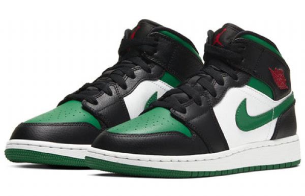 Nike Air Jordan 1 Mid Tops Gs Basketball Sko Til Mænd Sort Grøn