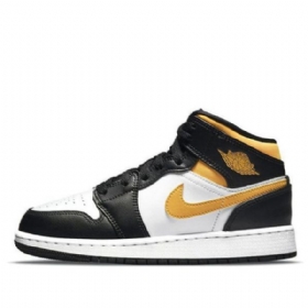 Nike Air Jordan 1 Mid Tops Gs Basketball Sko Til Mænd Sort Guld