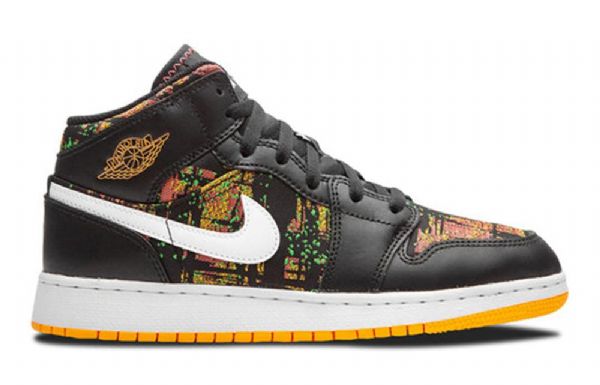 Nike Air Jordan 1 Mid Tops Gs Basketball Sko Til Mænd Sort Orange