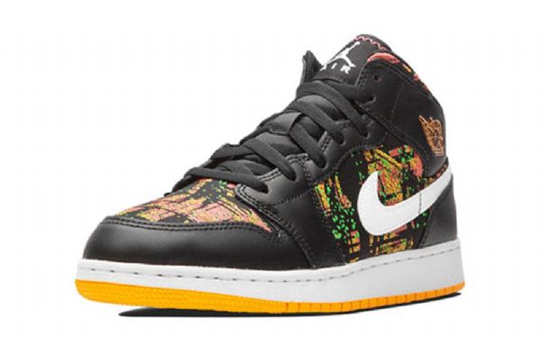 Nike Air Jordan 1 Mid Tops Gs Basketball Sko Til Mænd Sort Orange