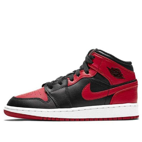 Nike Air Jordan 1 Mid Tops Gs Basketball Sko Til Mænd Sort Rød