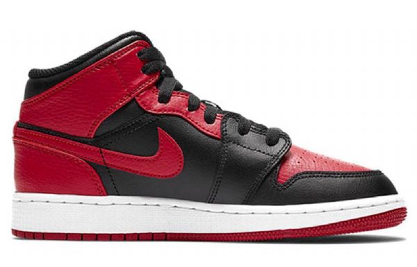 Nike Air Jordan 1 Mid Tops Gs Basketball Sko Til Mænd Sort Rød