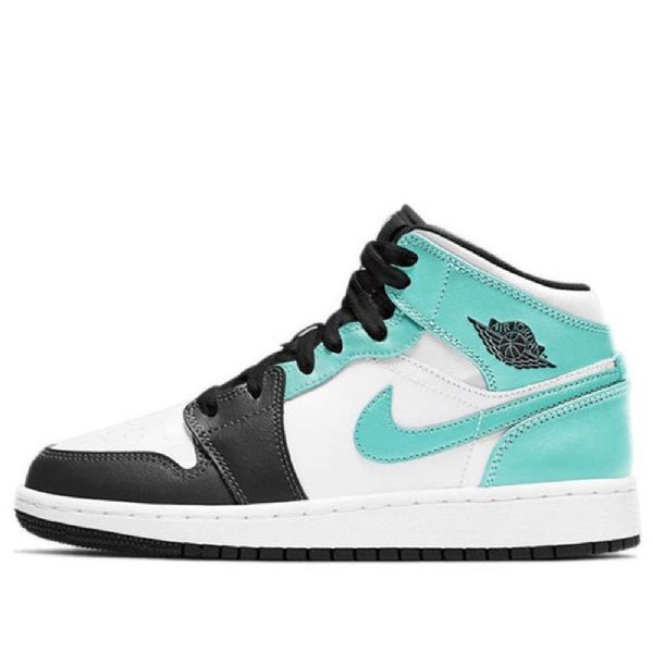 Nike Air Jordan 1 Mid Tops Gs Basketball Sko Til Mænd Sort Turkis