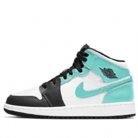 Nike Air Jordan 1 Mid Tops Gs Basketball Sko Til Mænd Sort Turkis
