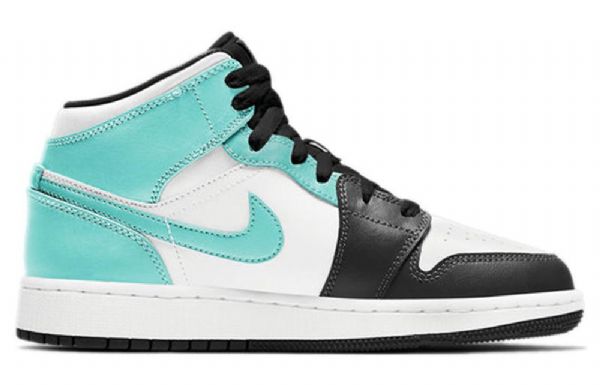 Nike Air Jordan 1 Mid Tops Gs Basketball Sko Til Mænd Sort Turkis