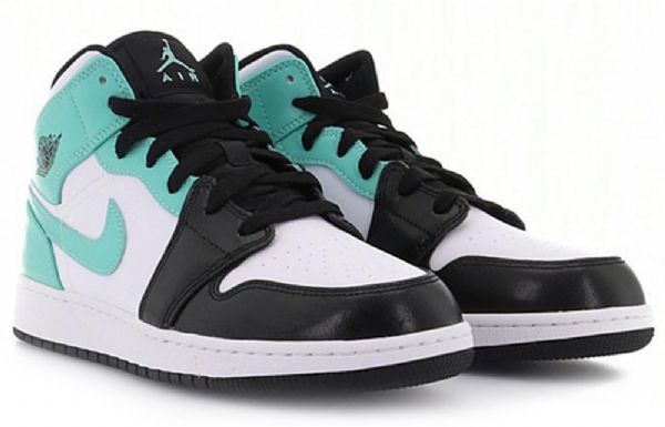 Nike Air Jordan 1 Mid Tops Gs Basketball Sko Til Mænd Sort Turkis
