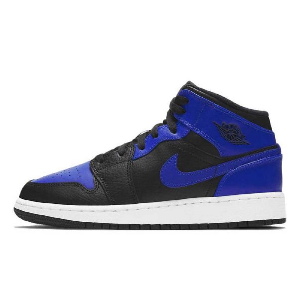 Nike Air Jordan 1 Mid Tops Gs Hyper Royal Sko Til Mænd Sort Blå