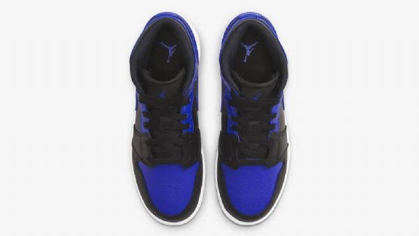 Nike Air Jordan 1 Mid Tops Gs Hyper Royal Sko Til Mænd Sort Blå