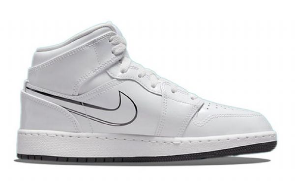 Nike Air Jordan 1 Mid Tops Gs Retro Basketball Sko Til Mænd Hvid