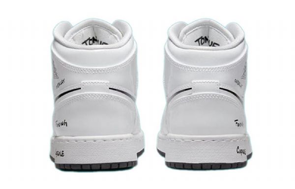 Nike Air Jordan 1 Mid Tops Gs Retro Basketball Sko Til Mænd Hvid