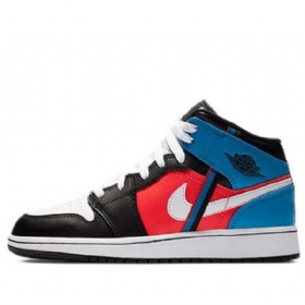 Nike Air Jordan 1 Mid Tops Gs Retro Basketball Sko Til Mænd Sort Hvid Blå