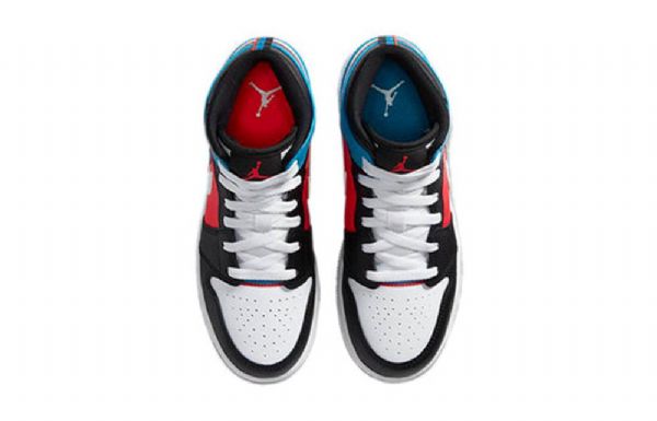 Nike Air Jordan 1 Mid Tops Gs Retro Basketball Sko Til Mænd Sort Hvid Blå