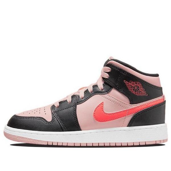 Nike Air Jordan 1 Mid Tops Gs Retro Basketball Sko Til Mænd Sort Lyserød