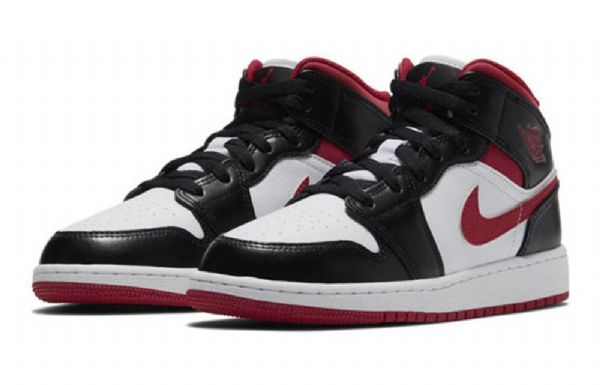 Nike Air Jordan 1 Mid Tops Gs Retro Basketball Sko Til Mænd Sort Rød
