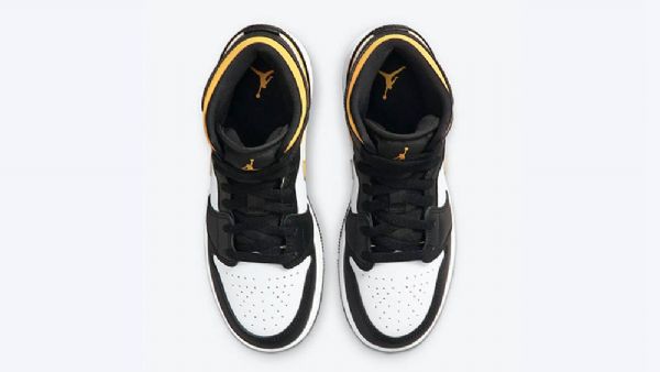Nike Air Jordan 1 Mid Tops Gs Sko Til Damer Sort Hvidguld