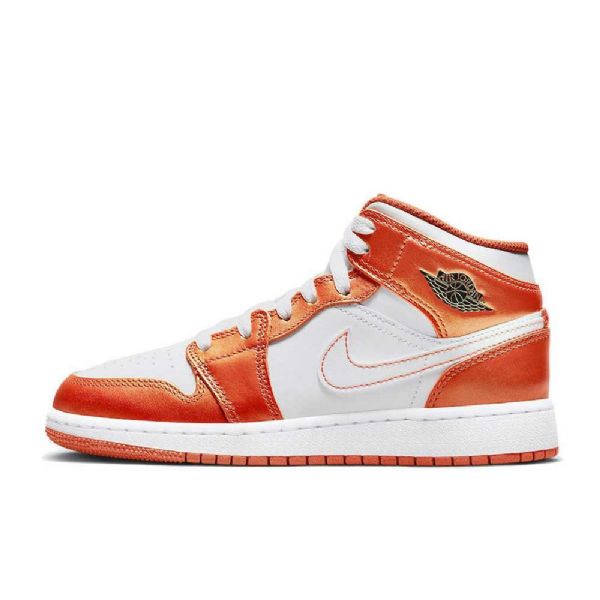 Nike Air Jordan 1 Mid Tops Gs Sko Til Mænd Hvid Orange