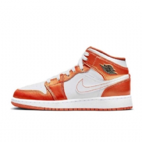 Nike Air Jordan 1 Mid Tops Gs Sko Til Mænd Hvid Orange