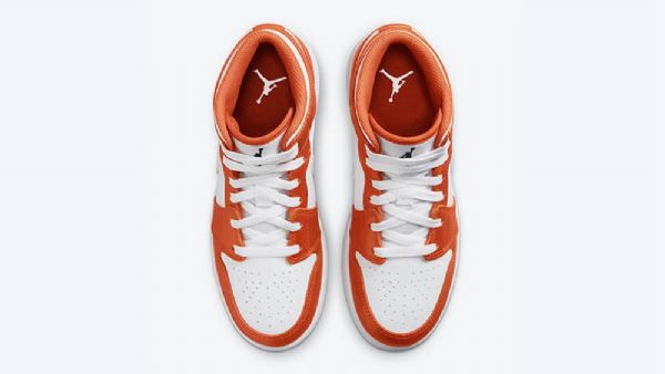 Nike Air Jordan 1 Mid Tops Gs Sko Til Mænd Hvid Orange