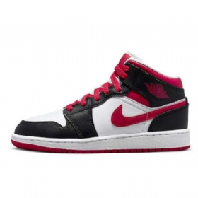 Nike Air Jordan 1 Mid Tops Gs Sko Til Mænd Hvid Sort Rød