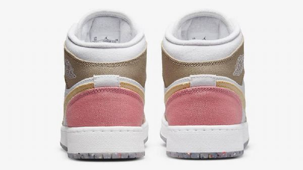 Nike Air Jordan 1 Mid Tops Gs Tan Sko Til Damer Lyserød Brun Hvid
