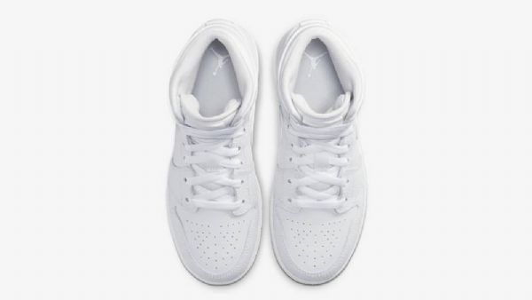 Nike Air Jordan 1 Mid Tops Gs Triple Sko Til Damer Hvid