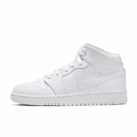 Nike Air Jordan 1 Mid Tops Gs Triple Sko Til Mænd Hvid