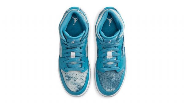 Nike Air Jordan 1 Mid Tops Gs Washed Sko Til Damer Turkis