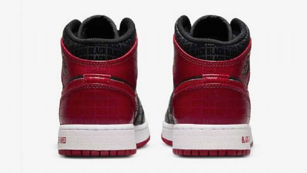 Nike Air Jordan 1 Mid Tops Gs Wide Sko Til Damer Sort Rød