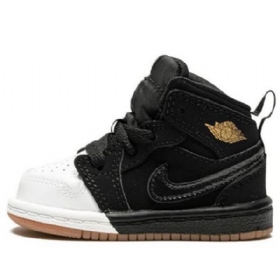 Nike Air Jordan 1 Mid Tops Gt Retro Basketball Sko Til Børn Guld