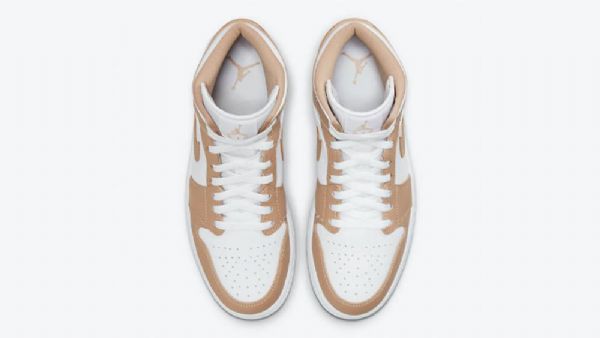 Nike Air Jordan 1 Mid Tops Hamp Sko Til Mænd Brun Hvid