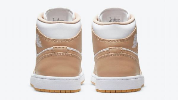 Nike Air Jordan 1 Mid Tops Hamp Sko Til Mænd Brun Hvid
