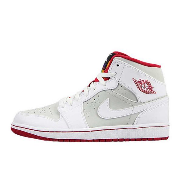 Nike Air Jordan 1 Mid Tops Hare Sko Til Mænd Hvid Grå