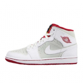 Nike Air Jordan 1 Mid Tops Hare Sko Til Mænd Hvid Grå