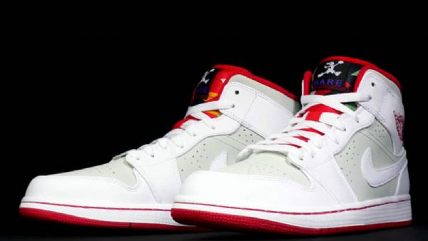 Nike Air Jordan 1 Mid Tops Hare Sko Til Mænd Hvid Grå