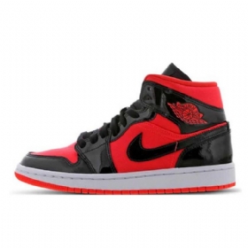Nike Air Jordan 1 Mid Tops Hot Punch Sko Til Mænd Sort Rød