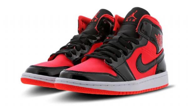 Nike Air Jordan 1 Mid Tops Hot Punch Sko Til Mænd Sort Rød