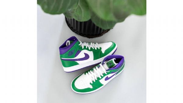 Nike Air Jordan 1 Mid Tops Hulk Sko Til Mænd Grøn Lilla