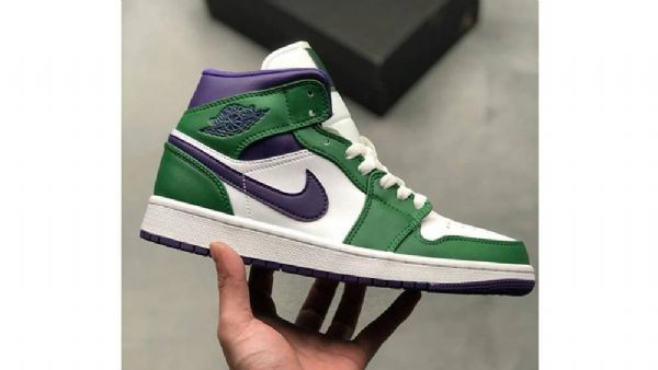 Nike Air Jordan 1 Mid Tops Hulk Sko Til Mænd Grøn Lilla