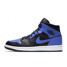 Nike Air Jordan 1 Mid Tops Hyper Royal Sko Til Damer Sort Blå