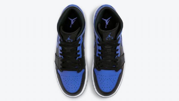 Nike Air Jordan 1 Mid Tops Hyper Royal Sko Til Damer Sort Blå