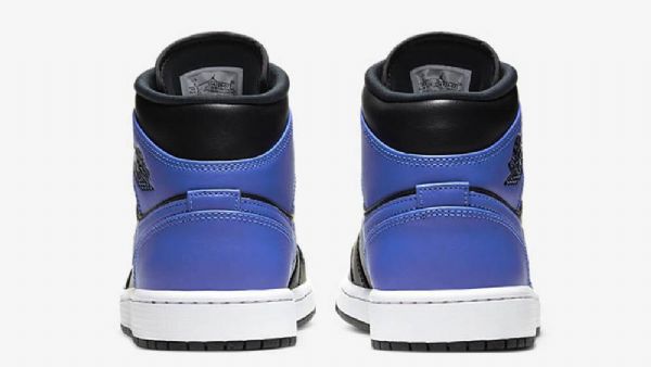 Nike Air Jordan 1 Mid Tops Hyper Royal Sko Til Damer Sort Blå